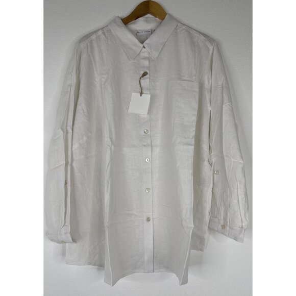 Susan Graver Petite Easy Linen Blend Cross Dyed Tunic Size 3XP White NEW - Picture 1 of 14